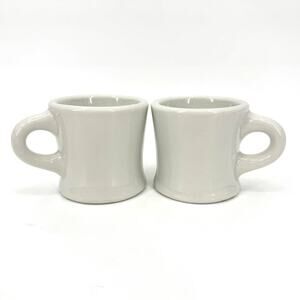 2 JAXON Heavy Coffee Cups Mug Diner Restaurant Off White Rare Stamped VTG 50’s
